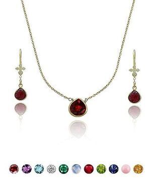 2636 Garnet Necklace - Authentic 925 Sterling Silver Necklace 18K Gold
